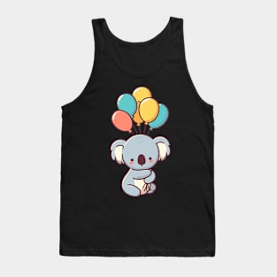 Cute koala bear with balloons, happy birthday greeting card vector illustration, koala lovers Tank Top